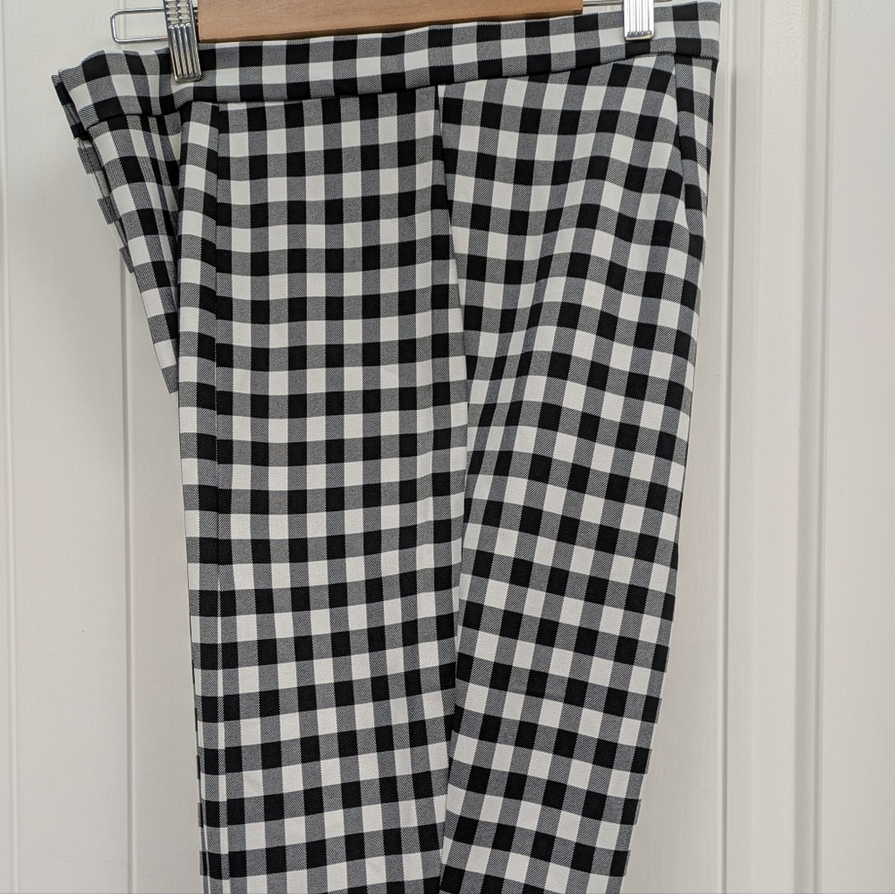 ee:some Black and White Gingham Front Slit  Women's Pant